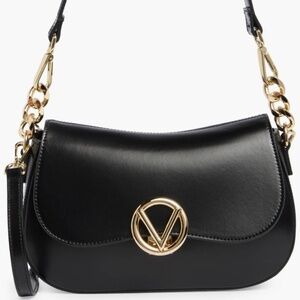 NWT Valentino by Mario Valentino Chic Black Bag with Gold Accents